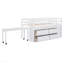 Lit mezzanine simple en bois avec bureau d'écriture rétractable, 4 tiroirs et tablettes latérales pour une efficacité accrue-418072952-418072953