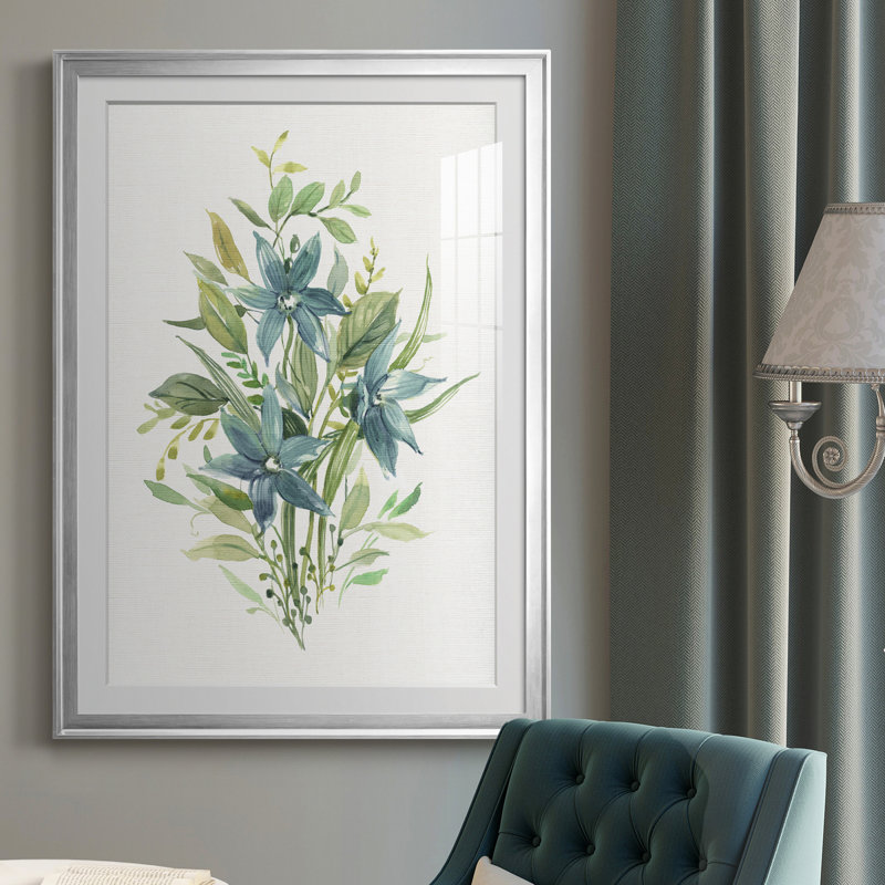 «Greenery I» - Peinture sur toile encadrée, H 26,5 po x l 36,5 po x P 1,5 po, Argent