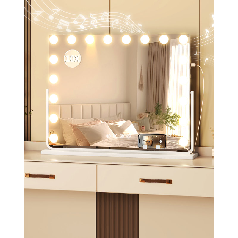 Denas Rectangle Mirror with Hooks, 64.5cm H x 83cm W