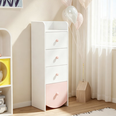 Armoire de rangement étroite pour enfants à 4 tiroirs Kids