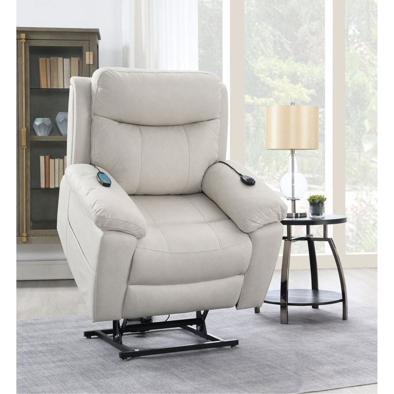 Fauteuil inclinable électrique en microfibre Chriki, Beige