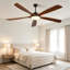 Ventilateur de plafond en bois de 183 cm (72 pouces) avec lumière et télécommande, 5 pales réversibles, pour intérieur et extérieur.