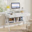 Bureau d'écriture avec tiroirs Edeltraud, bureau blanc-1319585552