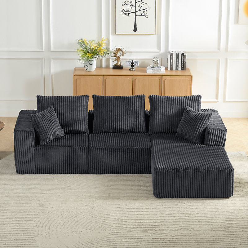 Canapé modulaire modulaire, canapé nuage en velours côtelé moderne avec assise profonde, canapé rembourré 4 places pour le salon, aucun assemblage requis