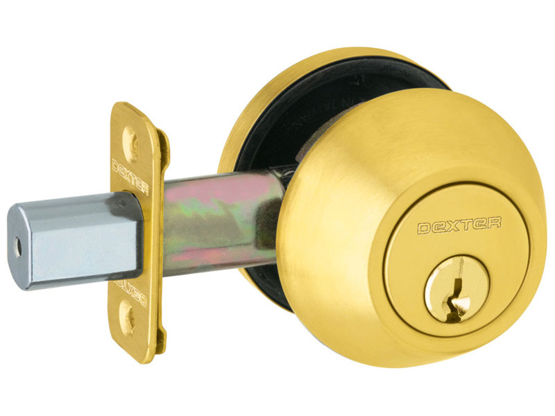 Double Cylinder Deadbolt, Bright Brass