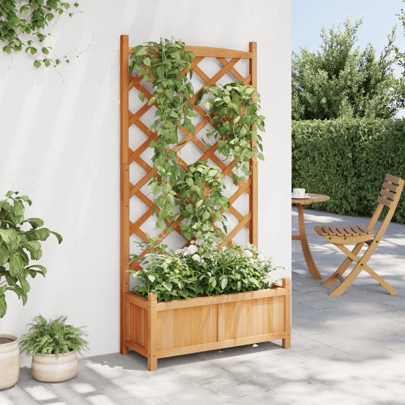 Wood Pot Planter, Brown, 59.1" H x 29.5" W x 13.8" D