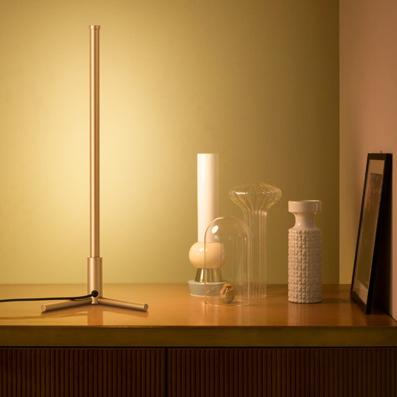 Loxley Metal USB Table Lamp Dimmable Minimalist Color-changing Corner Table Lamp, Gold