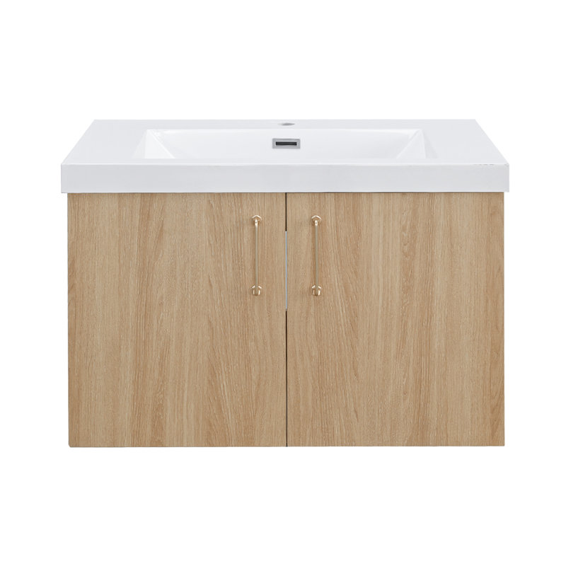 Meuble-lavabo moderne Angela avec comptoir intégré en composite blanc