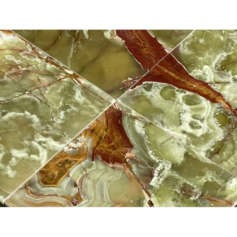 12" x 12" Natural Stone Onyx Marble Flooring or Wall Tile, Green