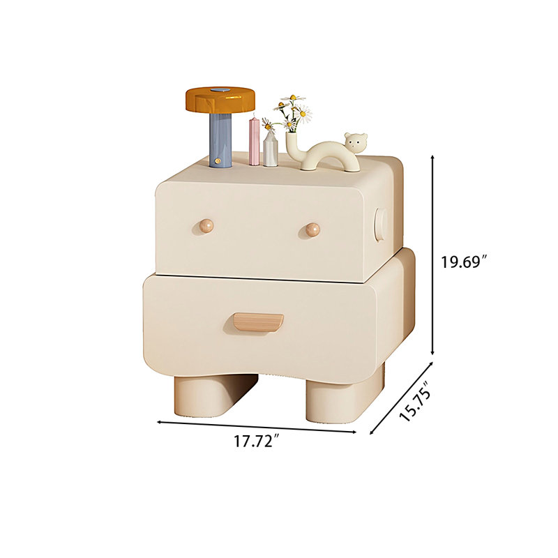 Mini table de chevet créative de couleur blanche de 17,72 po de style crème simple et moderne