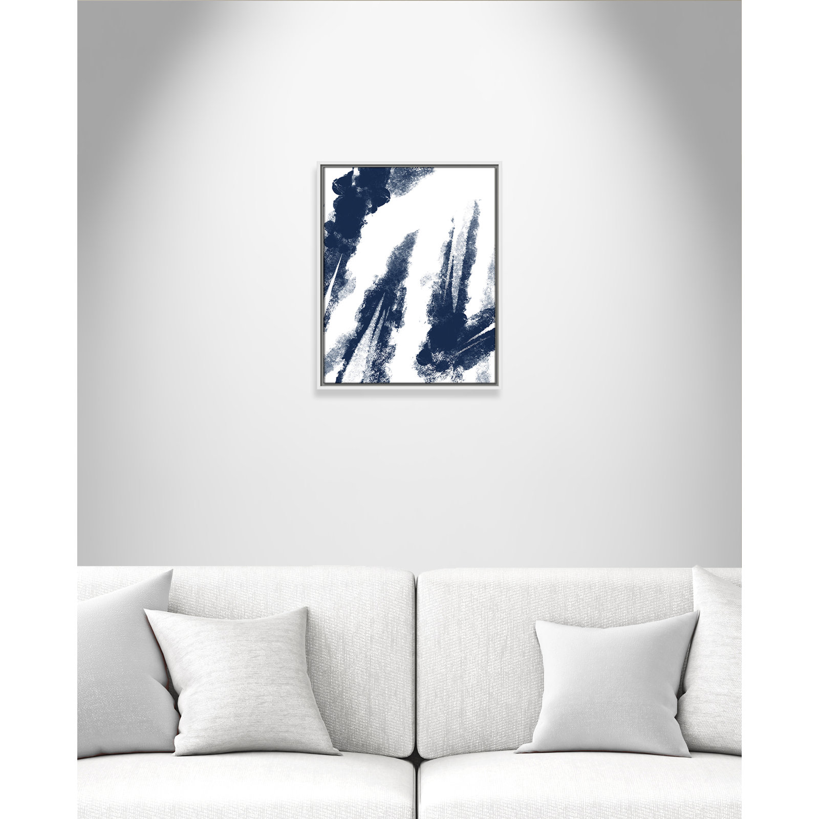Ferne "Navy Striking Seams 2" Print, 21.5" H x 17.5" W x 2" D, White Framed Canvas