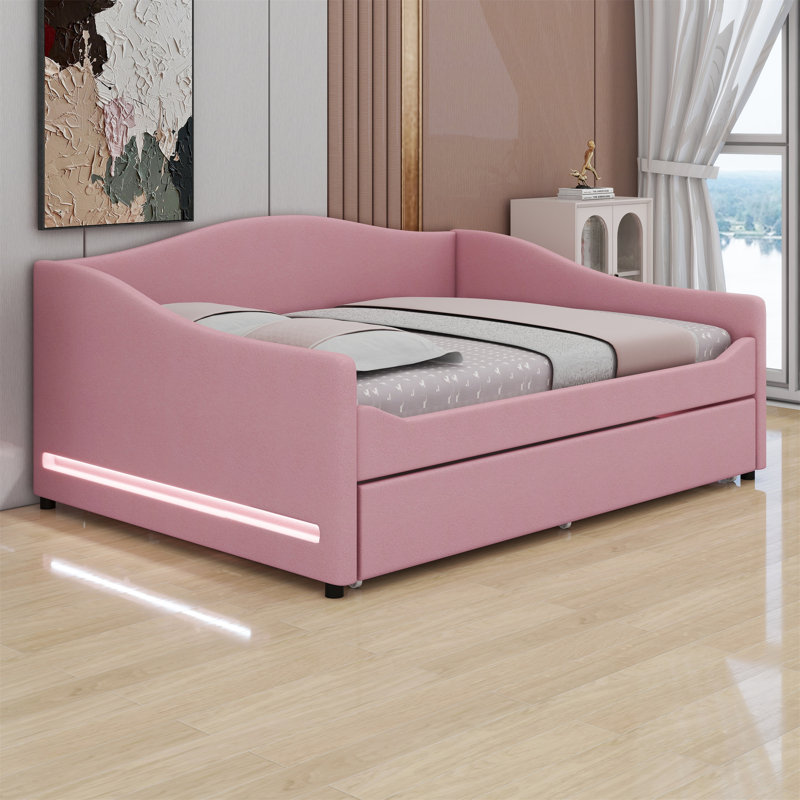 Ellajane Upholstered Daybed Bed, Pink