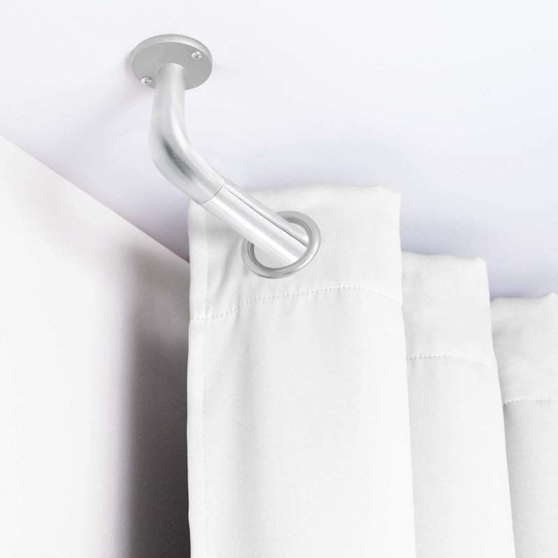 Coppell Extendable Metal Single Curtain Pole Room Darkening Curtain Rod, 5cm H x 120cm W x 3cm D, Chrome