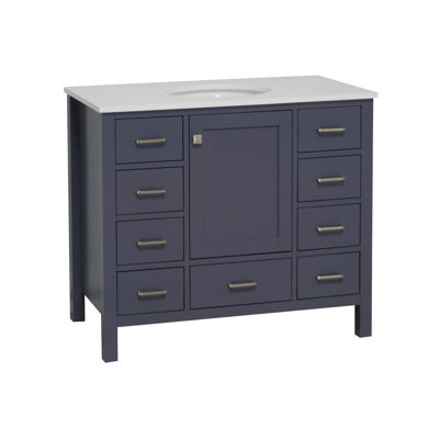 Claudett 42'' Single Bathroom Vanity with Engineered Stone Top