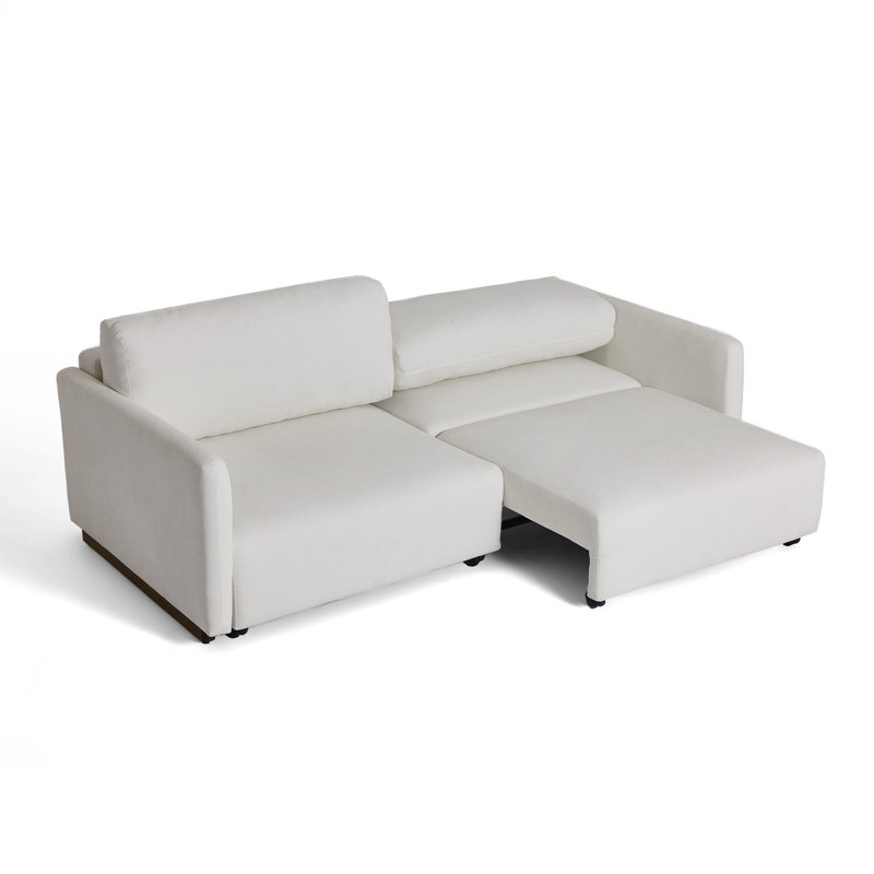 Canapé-lit rembourré convertible avec lit escamotable, Chenille beige
