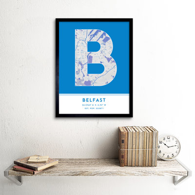 Belfast City Map Belfast Northern Ireland United Kingdom City Map - Single Picture Frame Typography