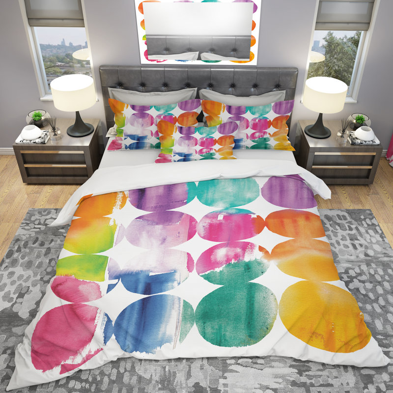 Circle Abstract Colourfields - Ensemble de housse de couette moderne et contemporain - Microfibre de polyester