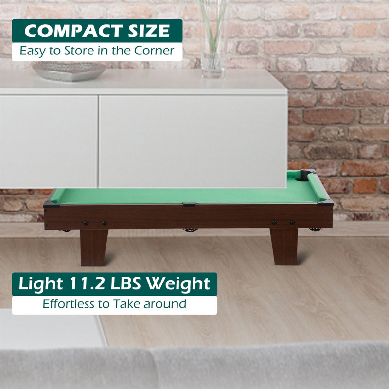 Mini table de billard 36 po Raychee avec boules, bâtons, craie, brosse et triangle