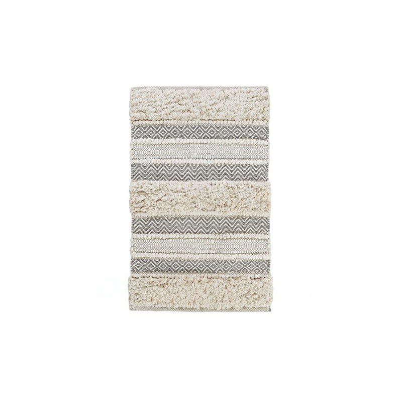 Woven Texture Stripe Bath Rug Grey 22X58", Gray, Single- 58" L x 22" W