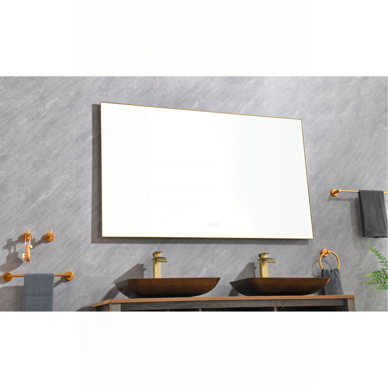 LED Bathroom Vanity Mirror With Backlight For A Stylish And Functional Bathroom Experience, Gold, 36" x 60"