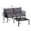 Ensemble de conversation pour patio 3 pièces, ensemble de mobilier modulaire d'extérieur moderne avec table basse carrée, coussin épais et imperméable pour porche, balcon, gris clair-1211215114