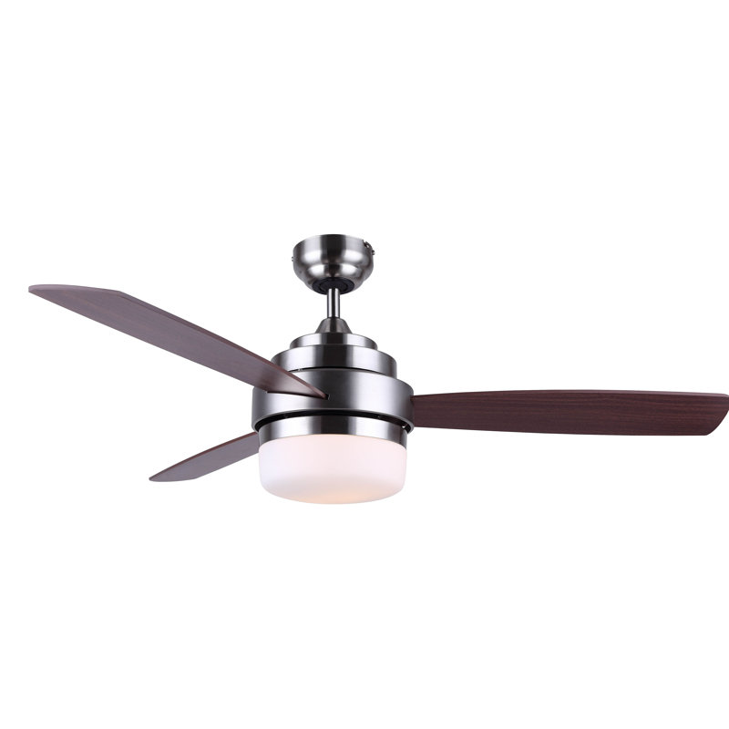 Mahogany and Nickel 52" Ceiling Fan with Remote and Light Kit