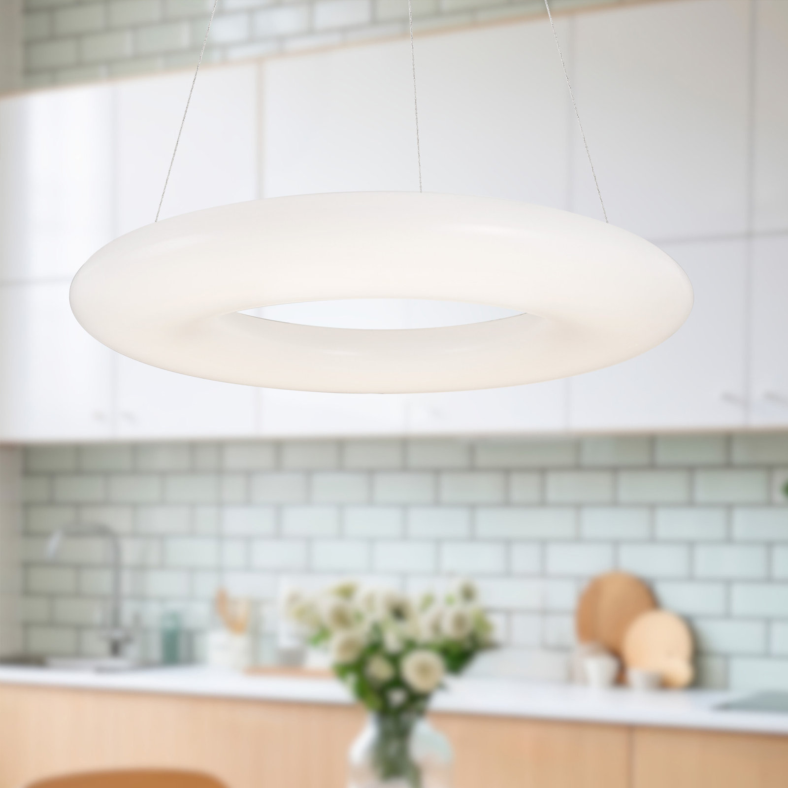 Single Light Dimmable LED Pendant, 125.88" H x 36" W x 36" D