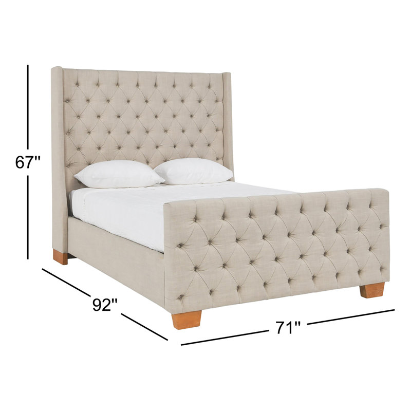 Laurent Fabric Tufted Queen Bed In Beige, Queen