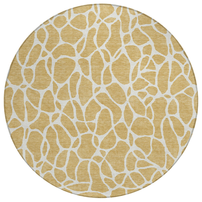 Zarelia Gold Washable Indoor-Outdoor Rug - , 3' x 5'