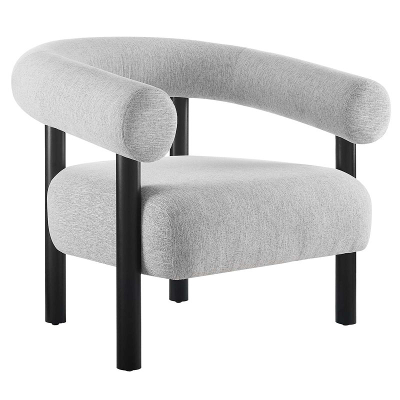 Modway Sable 36'' Wide Armchair, Grey Revolution Performance Fabrics®, Black