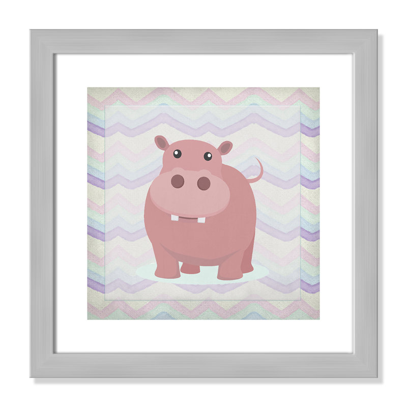 Adhésif décoratif rose Hippo Time, Encadré plat argent, H 8 po x l 8 po x P 0,6 po