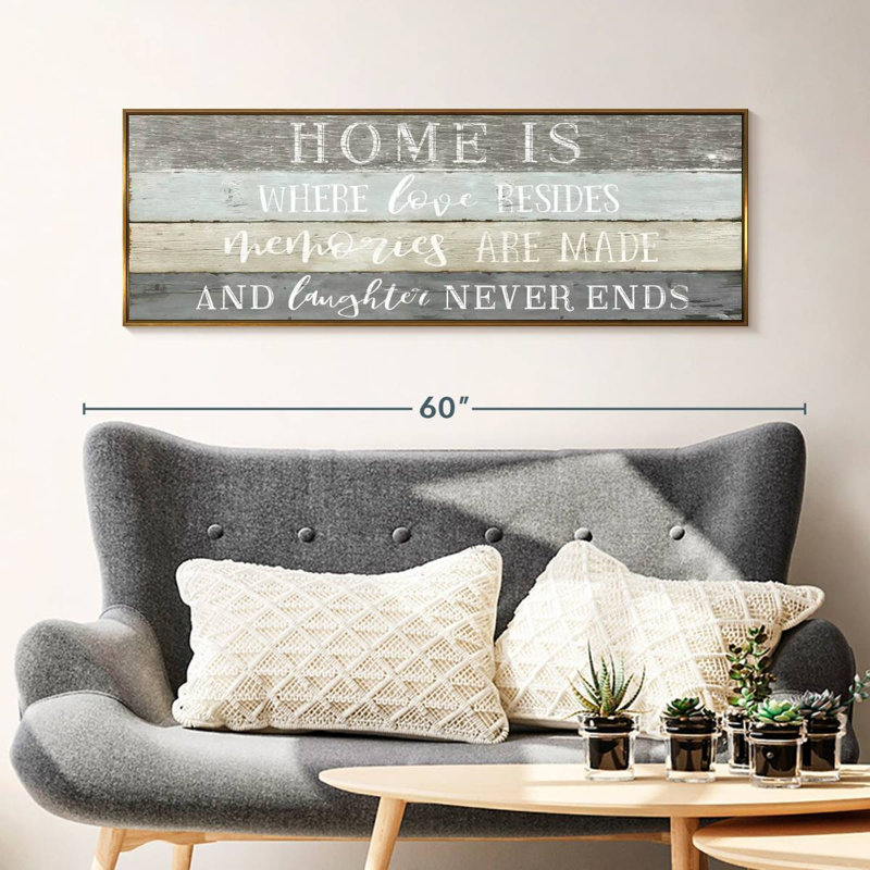 Enseigne murale Home Is Where Love Resides, 46 po x 16 po, Cadre flottant doré