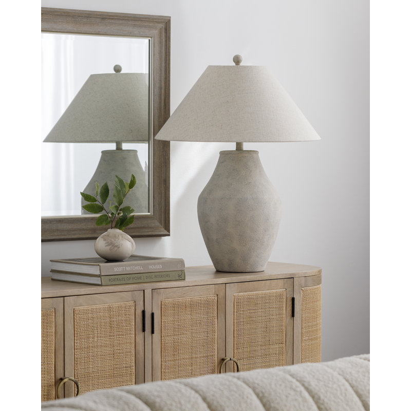 Lampe de table en céramique Hillsville, Blé, Beige