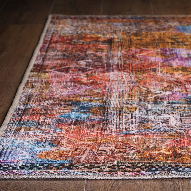 Luxurious Machine Washable Area Rug, 4.9 x 7.5 Feet, 100% Polyester, 1850 g/m², Pile Height: 0.2 inches | Eco-Friendly Recycled Poly Cotton Backing | Perfect for Living Room & Bedroom, Soft and Durable Design