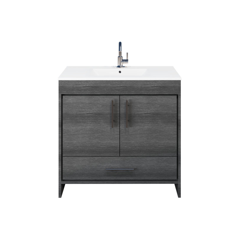 Ensemble de meuble-lavabo simple 36 po Sallisaw, Black Ash