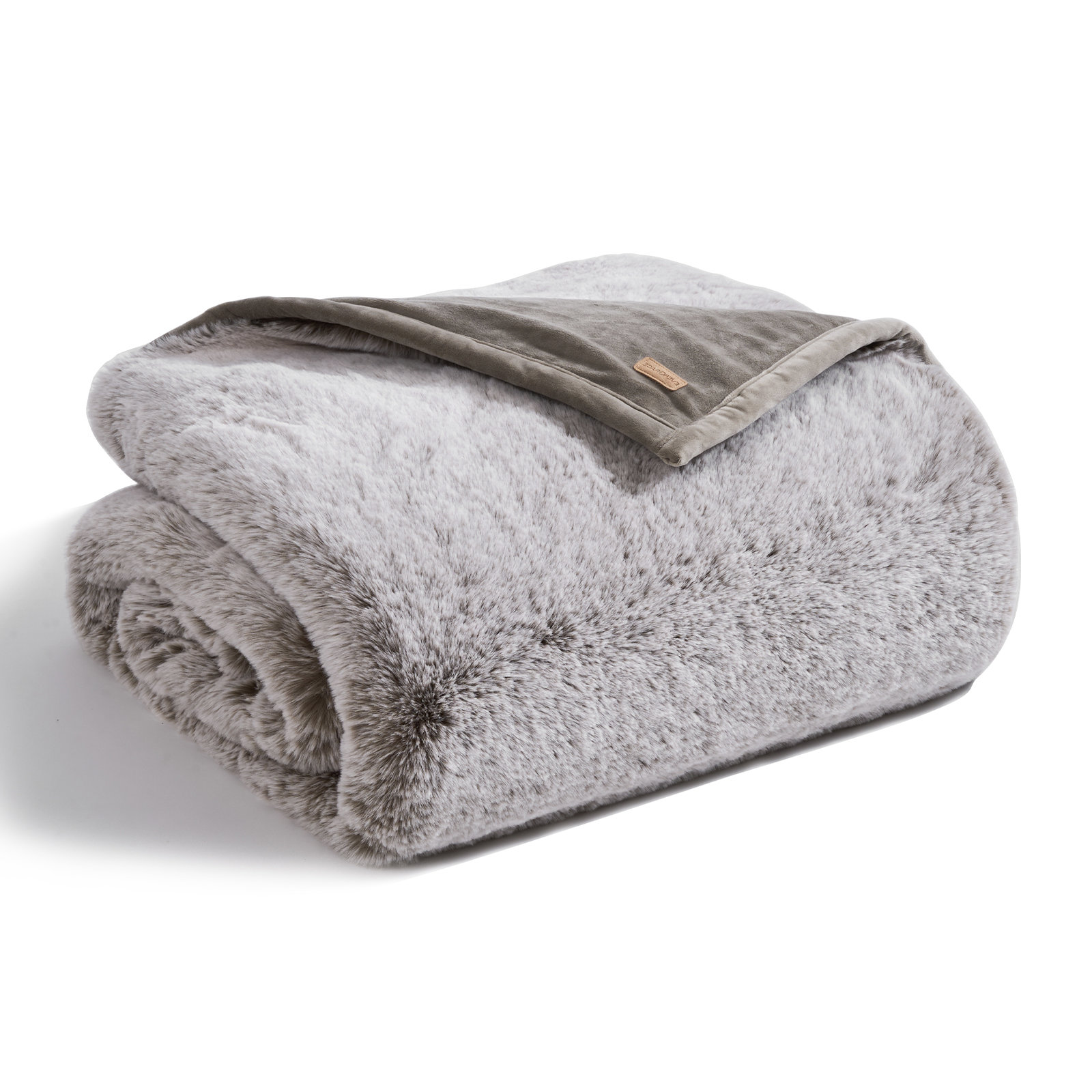 Chinchilla Faux Fur Throw Blanket, Champagne Fawn, 60" L x 50" W