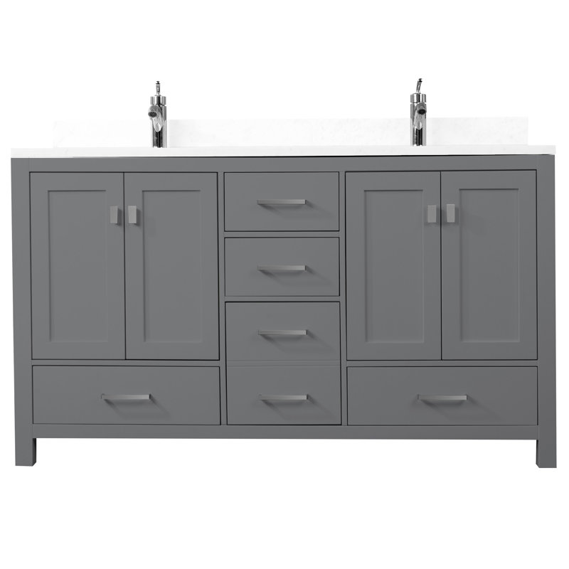 Ensemble de meuble-lavabo de salle de bain double 61 po Mccaslin, Gris