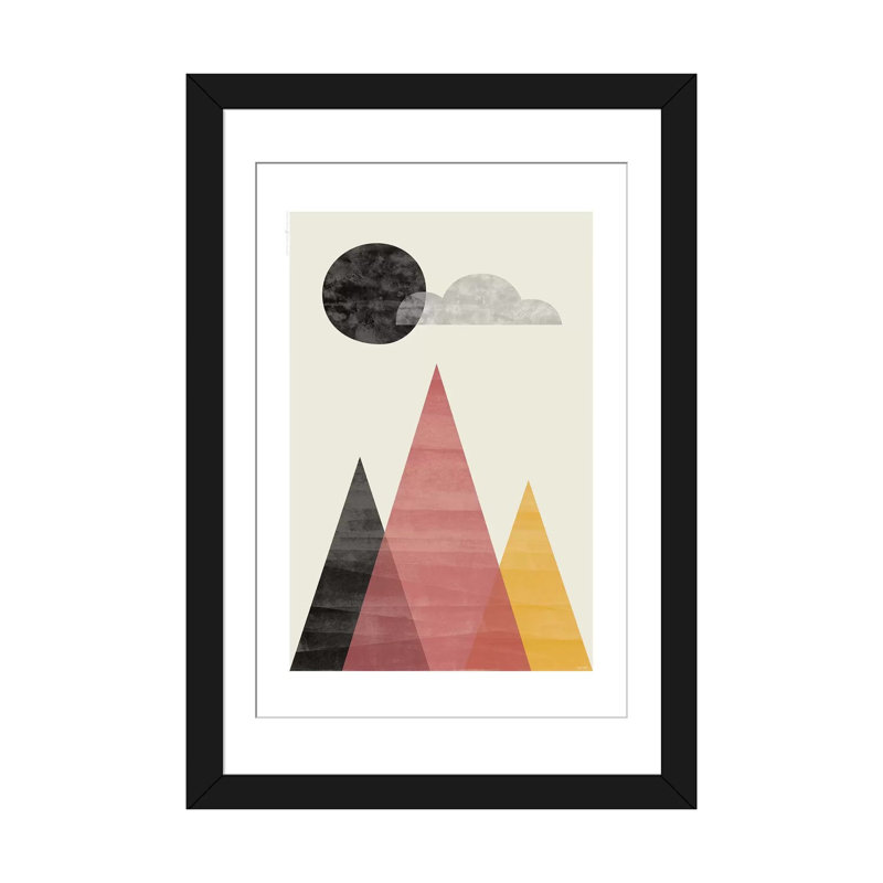 «Mountains II», impression sur toile, Papier d'art encadré noir, Blanc, H 32 po x l 24 po x P 1 po