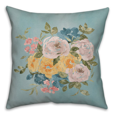 Coussin intérieur / extérieur à fleurs aquarelle