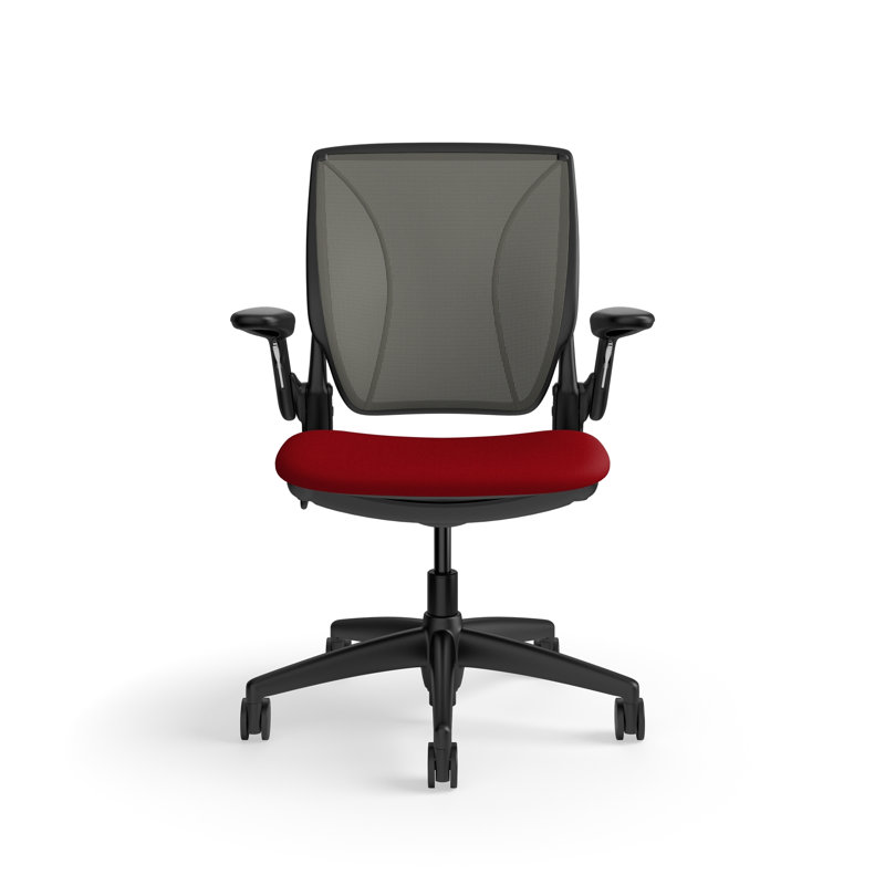 Fauteuil de travail ergonomique avec dossier Caraway World ML et siège rembourré Corde 4, Gris / rouge, Noir