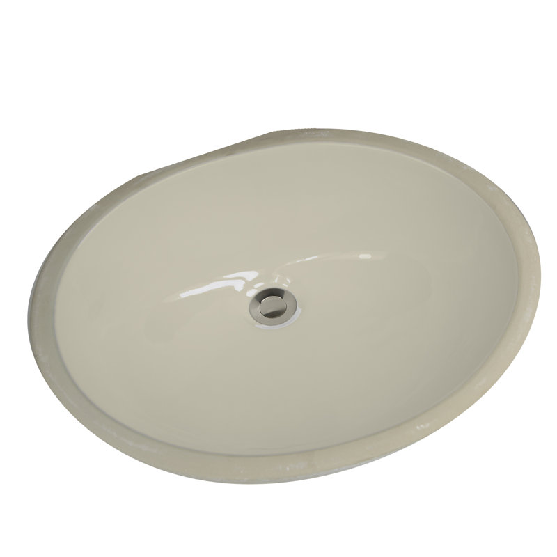 Nantucket Sinks Great Point 15.87'' Vitreous China Oval Bathroom Sink with Overflow, Biscuit