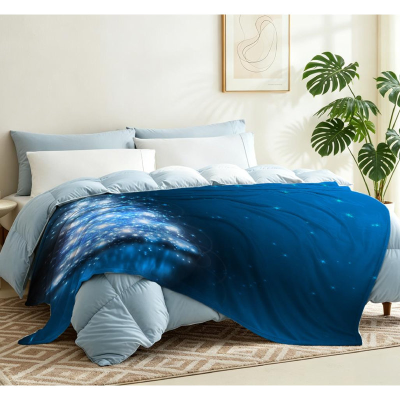 Jeté en flanelle bleue ultra douce, meilleur imprimé d'un côté, Throw 50" x 60"