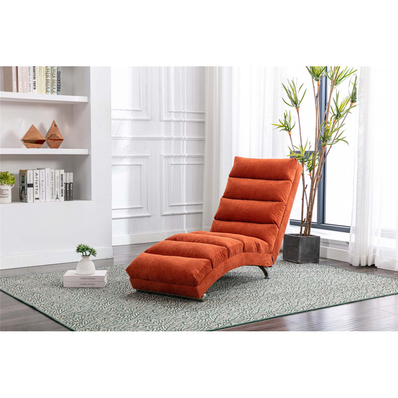 Chaise longue rembourrée Laquasia, Lin orange