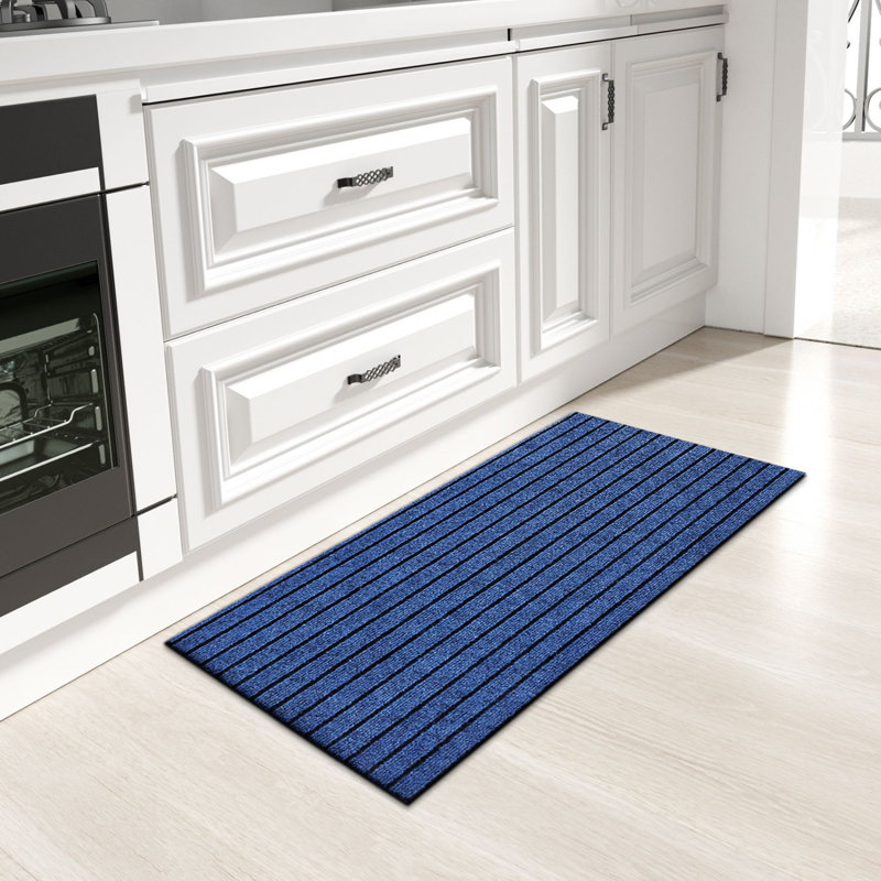 Tapis de cuisine Danyielle, Tapis de couloir 1 pi 5 po x 6 pi 7 po, Bleu