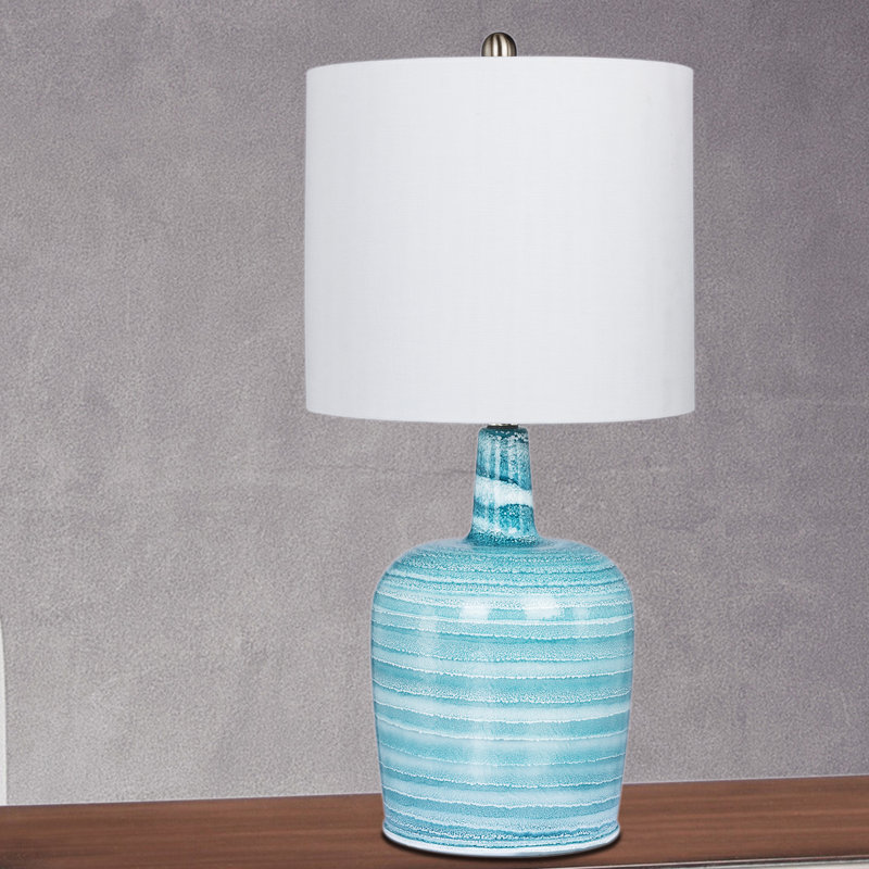 Lampe de table 27 po Alec, Bleu sarcelle / blanc