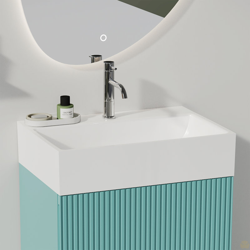 Lavabo de salle de bain intégré en céramique blanche avec 1 trou de robinet et trop-plein