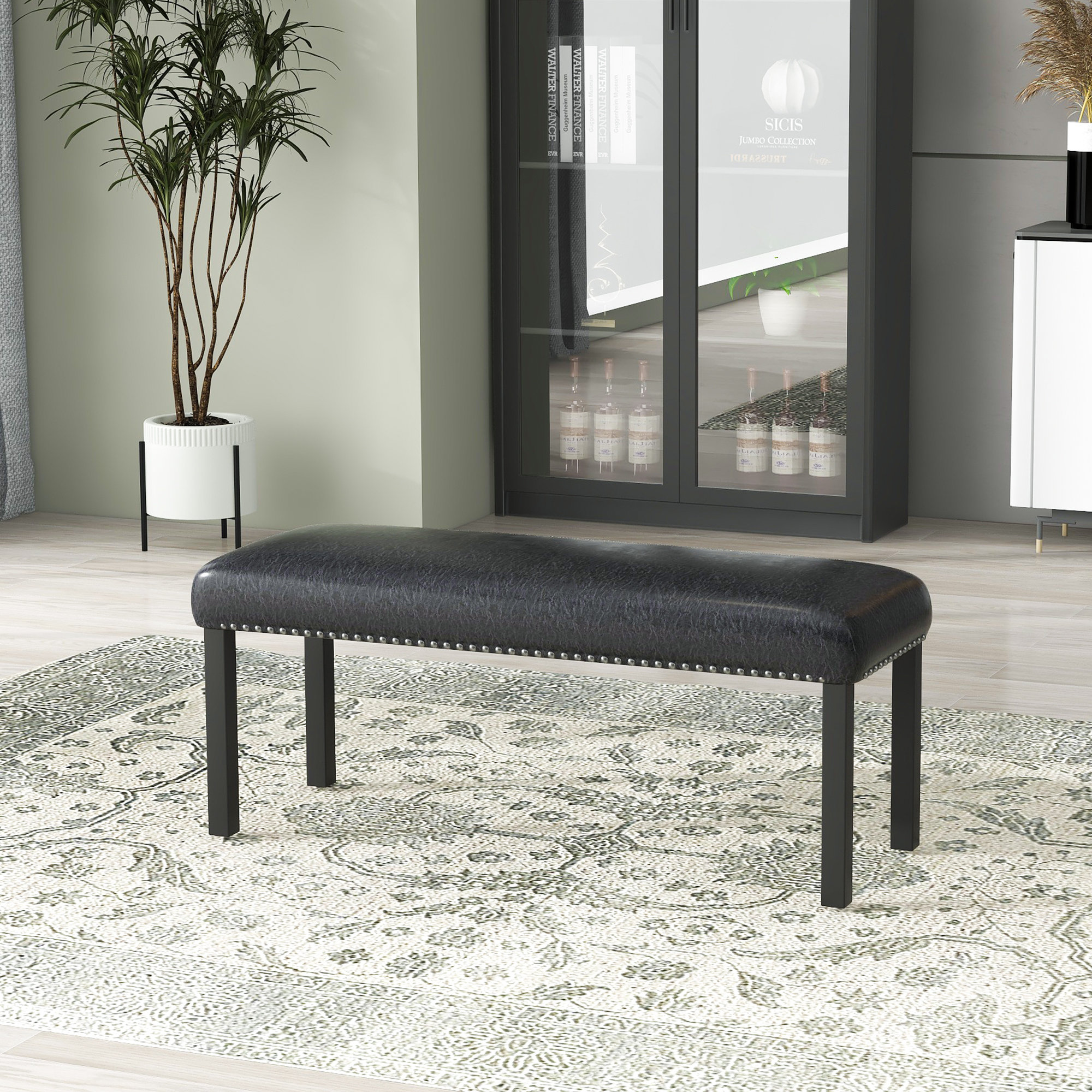 Latitude Run® PU Leather-Upholstered Bench , Size: 46&Lx16&Wx20&H | Wayfair