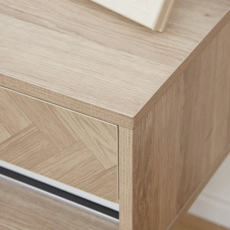 Wall-mounted Bedside Cabinet With Storage Drawers (Set of 2), Natural