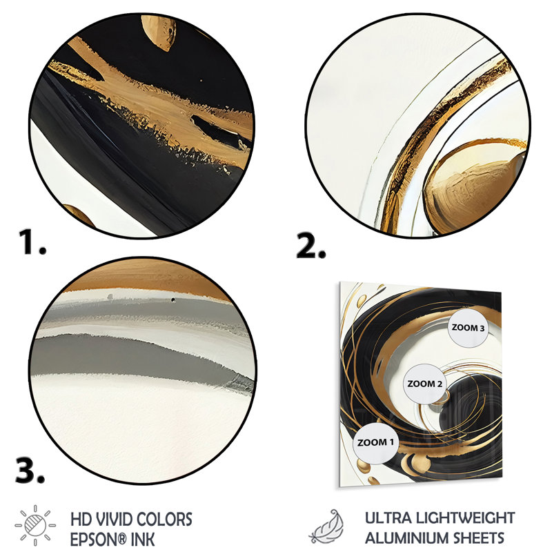 Gold Glamour Circle II - Modern Spiral Metal Wall Art, 40" H x 30" W x 1" D