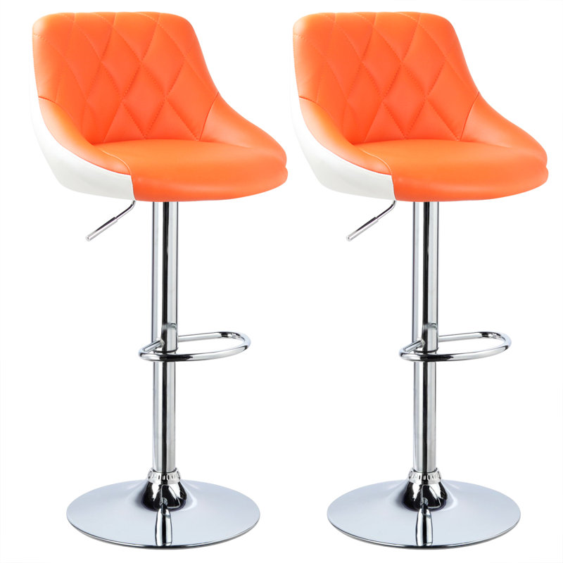Dequay Swivel Bar Stool, Orange/White